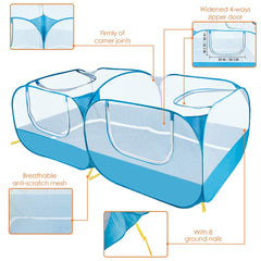 Lukovee breathable mesh playpen promoting ventilation outdoors.