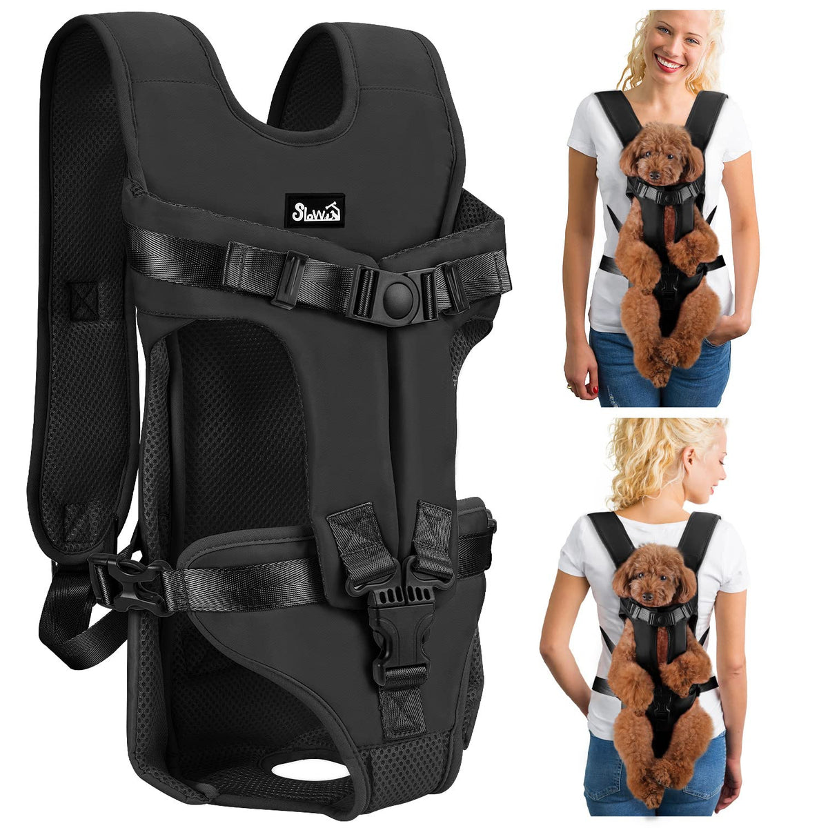 Lukovee dog backpack front carrier with breathable mesh for ventilation.