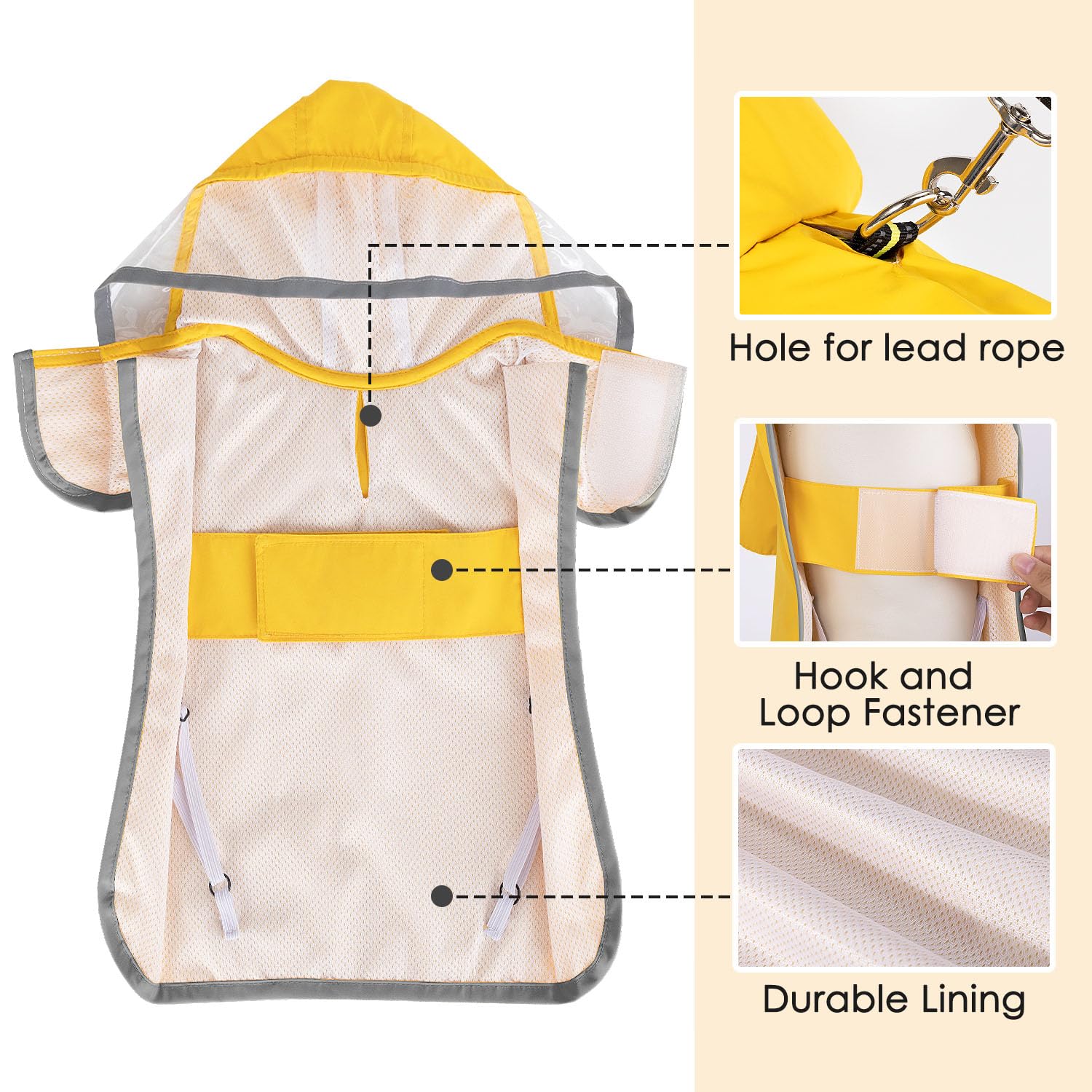 Lukovee dog raincoat showing adjustable straps for secure, comfortable fit.
