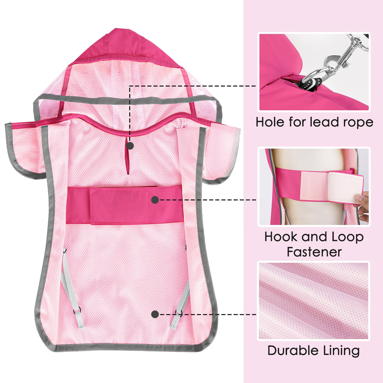 Lukovee dog raincoat with adjustable neck and belly straps for secure fit