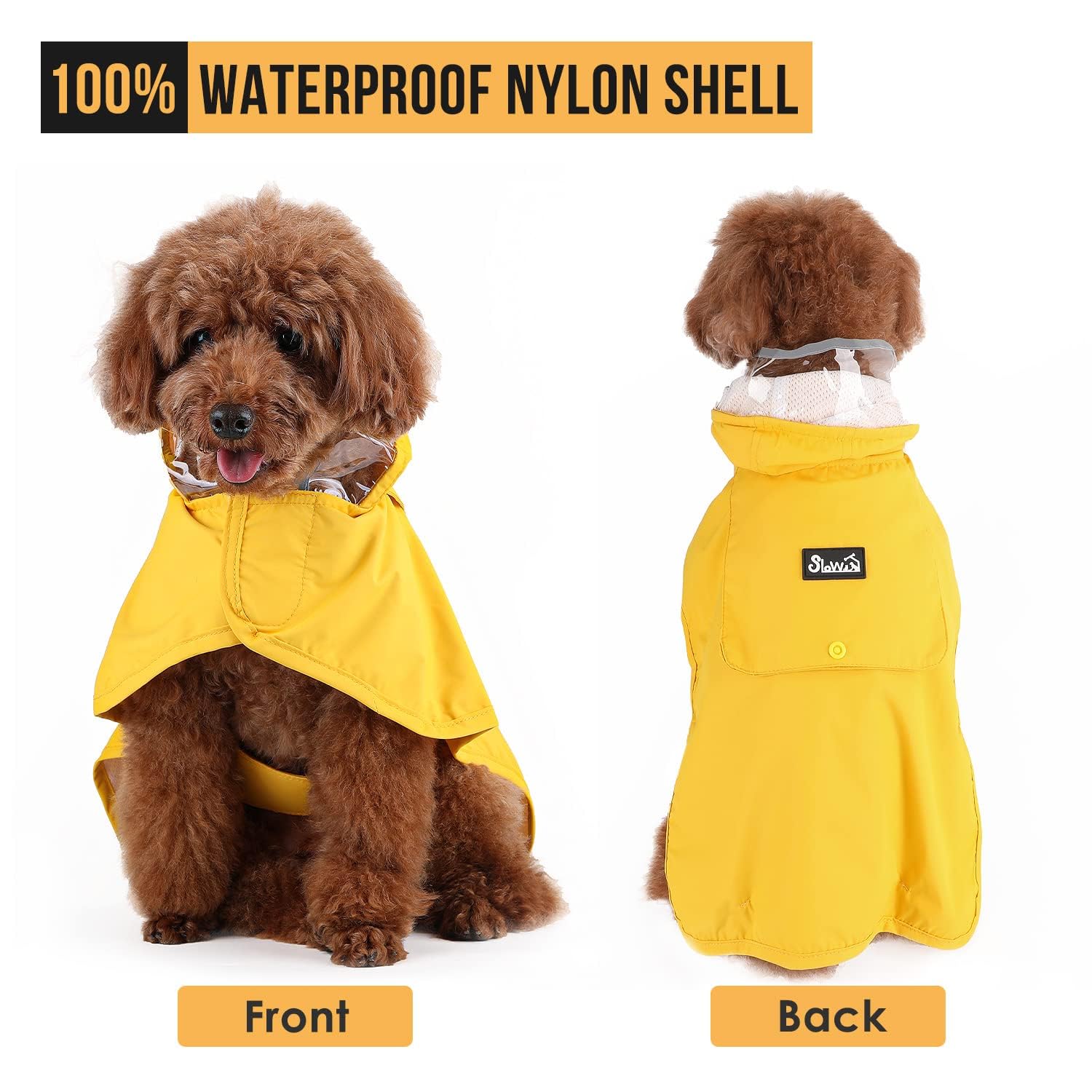 Lukovee dog raincoat folds into pocket for easy storage during travel.