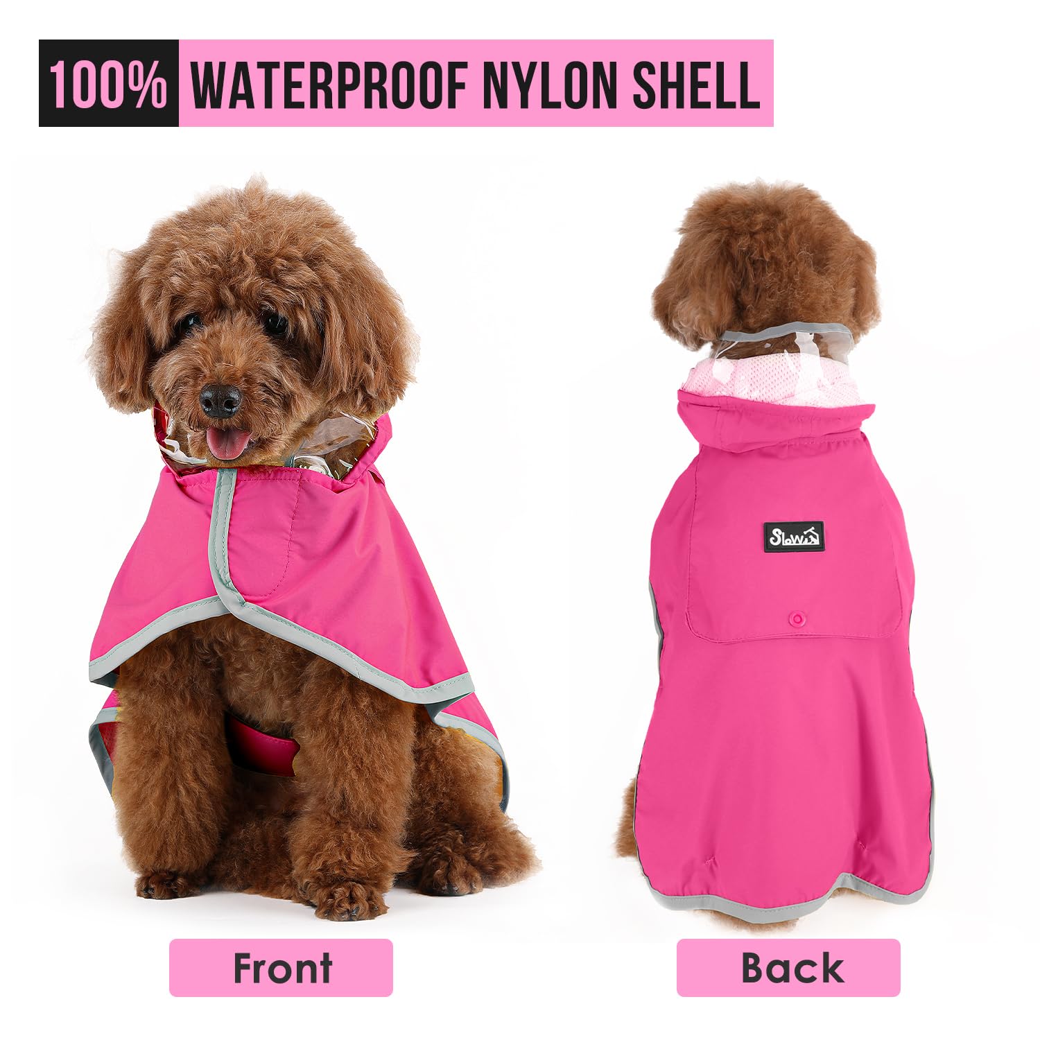Lukovee dog raincoat leash hole for easy leash access