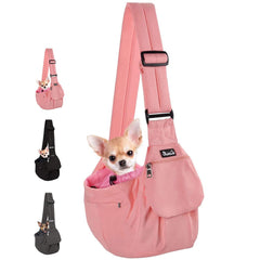 Lukovee dog sling carrier with hard bottom for stable support.