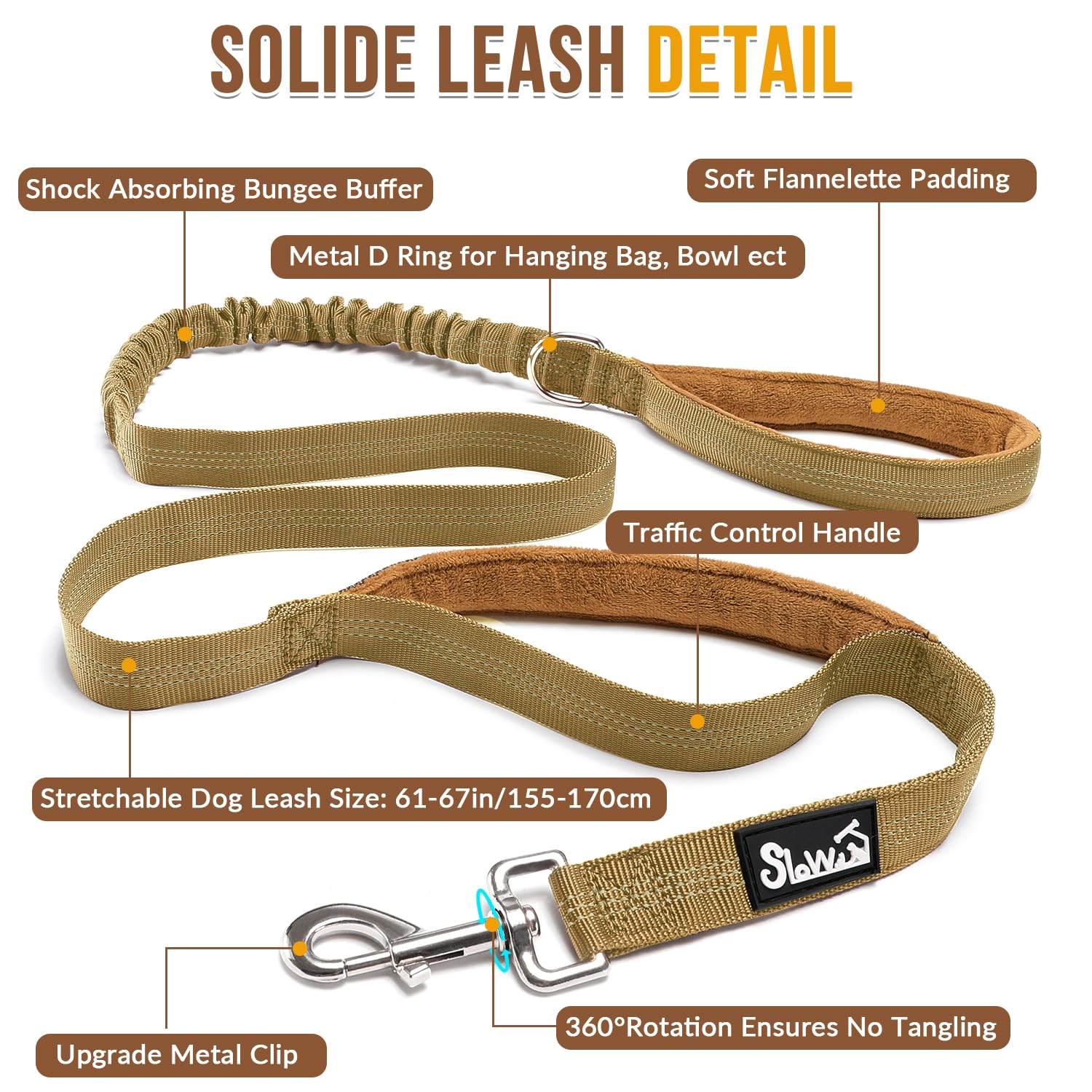 Lukovee elastic bungee leash absorbs pulls to ease joints