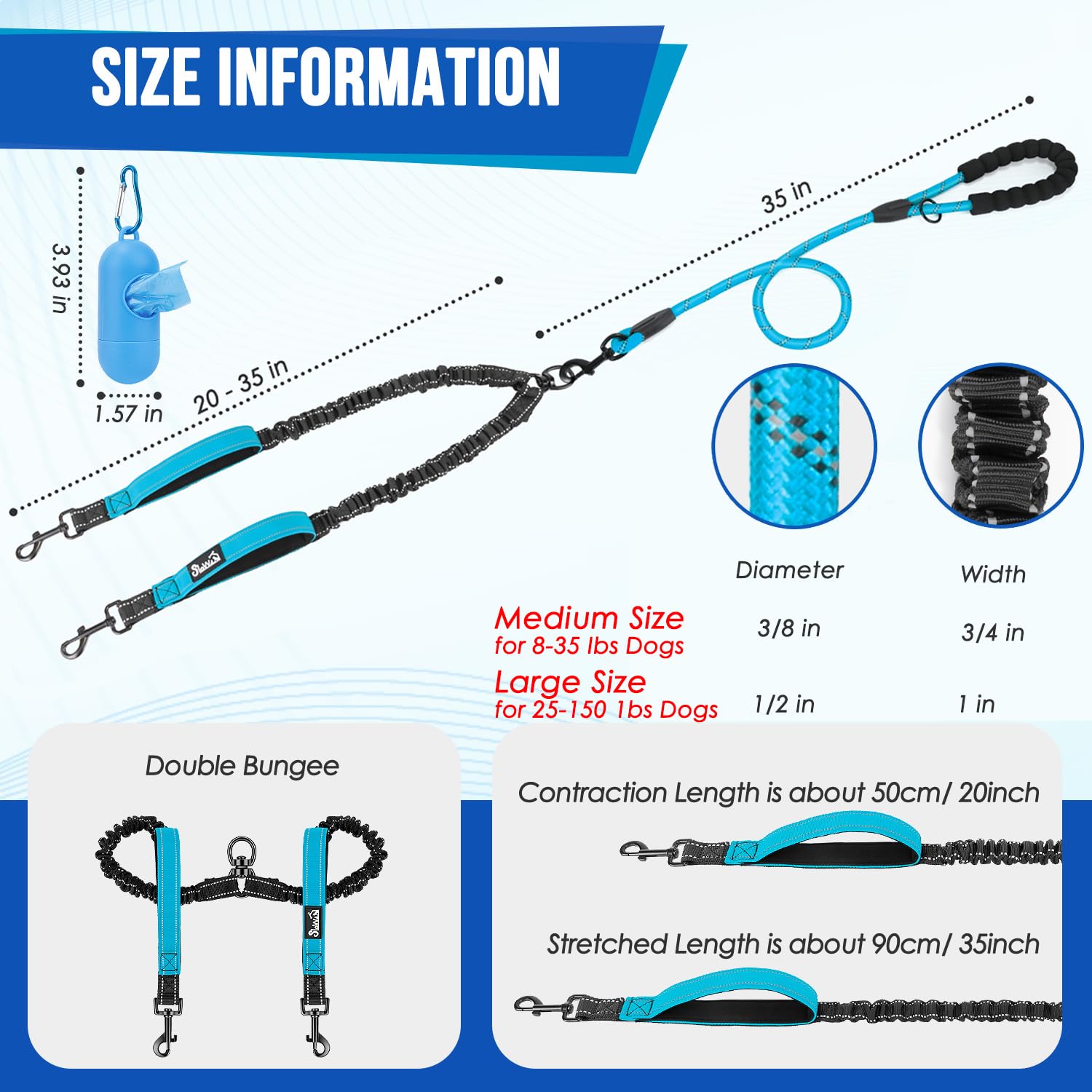 Lukovee individual leash with extra handle for better control