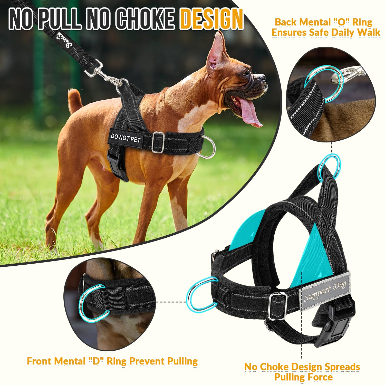 Lukovee No Pull Harness back view showing secure daily wear.