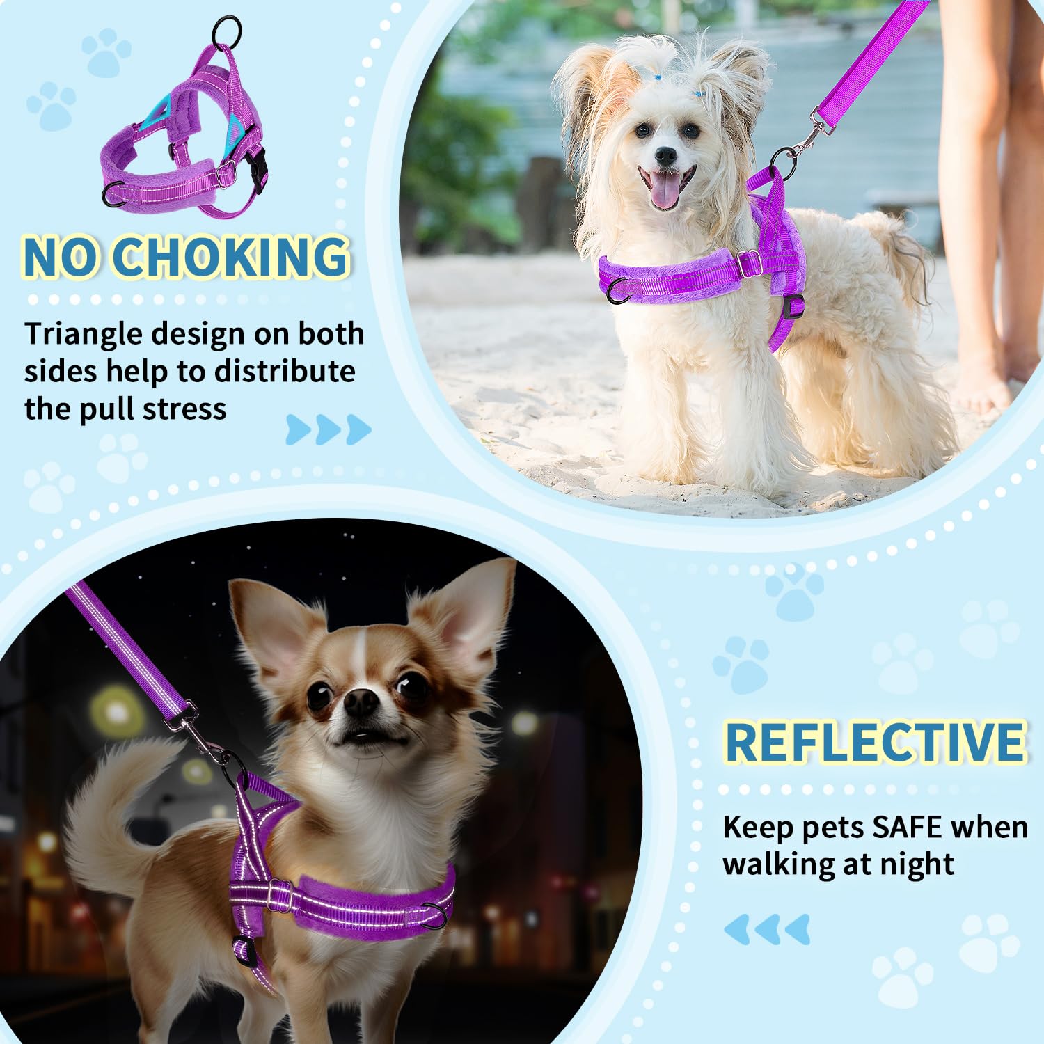 Lukovee No Pull Harness head-through design enables quick, easy wear.