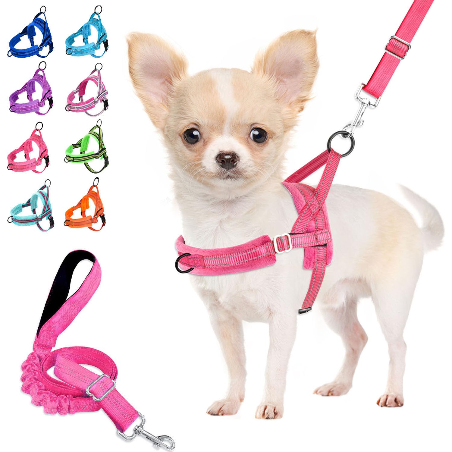 Lukovee No Pull Harness pink side view enhances comfort during daily walks.