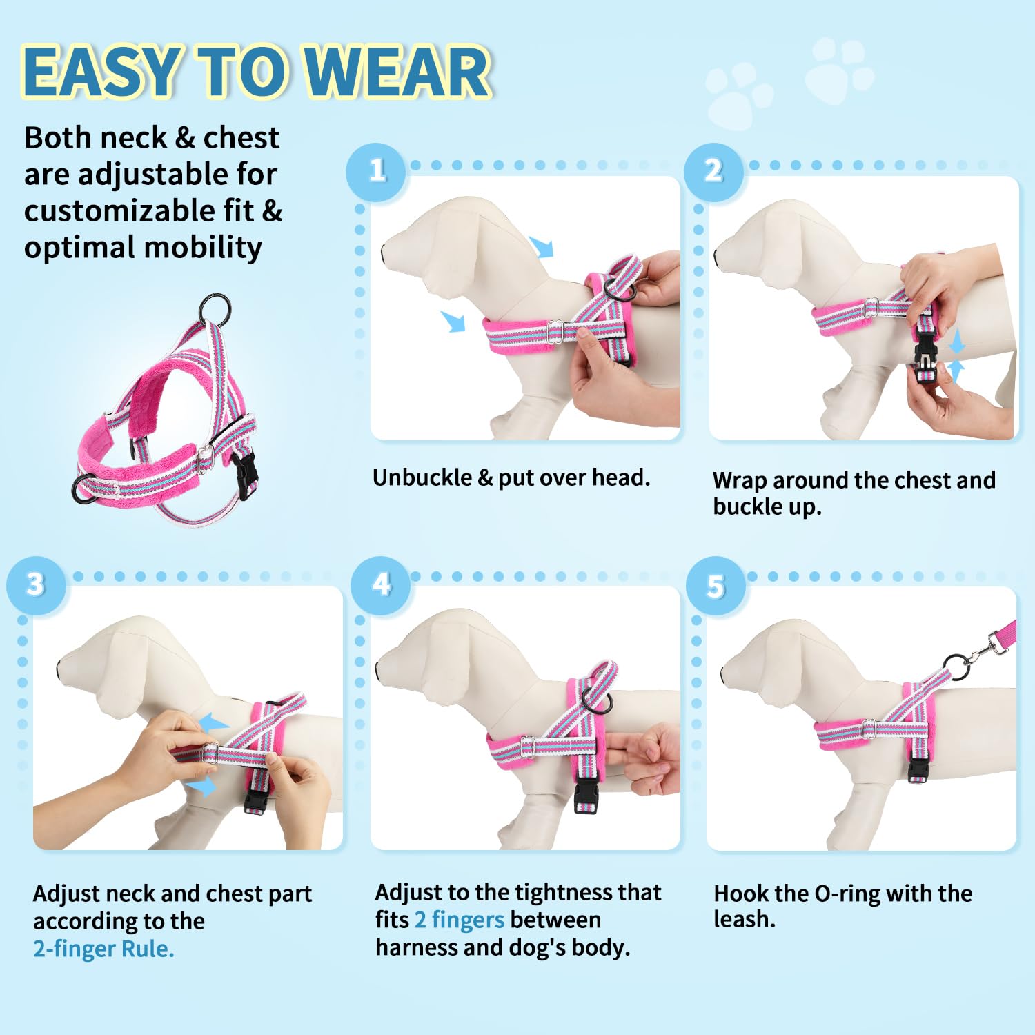 Lukovee No Pull harness shown in compact XS size set