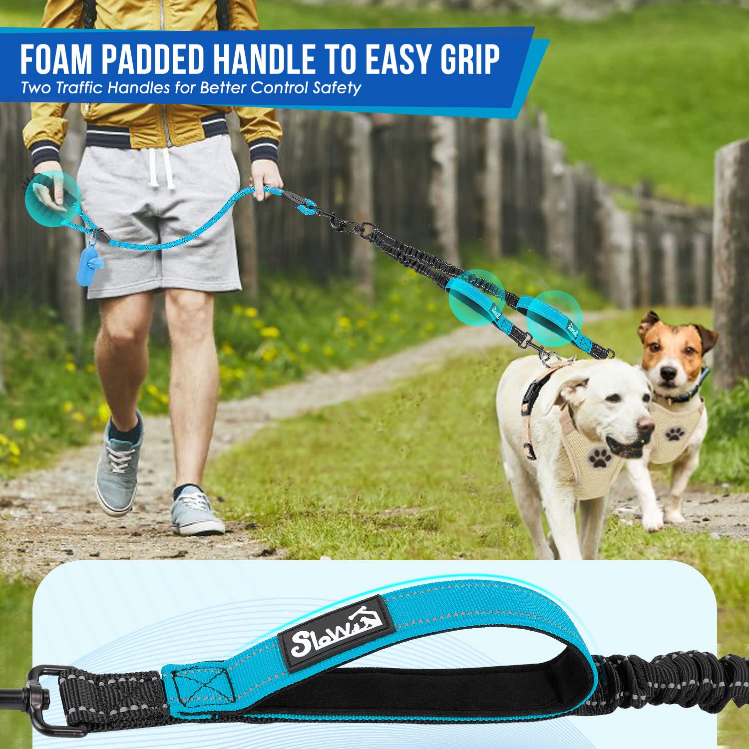 Lukovee leash padded handles for comfortable grip during walks