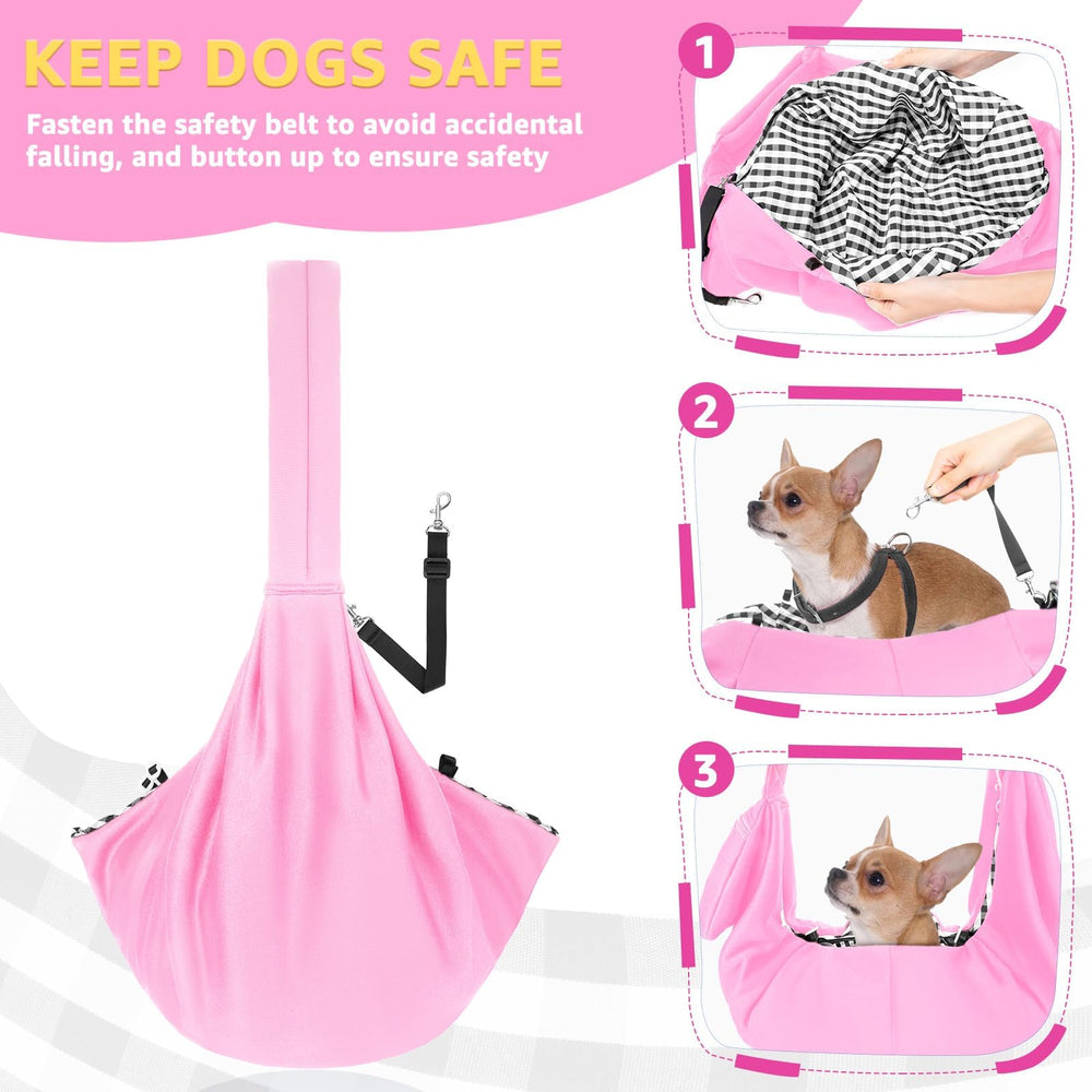 Lukovee Pet Sling adjustable length strap for different heights and outfits.