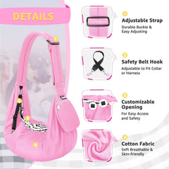 Lukovee Pet Sling safety hook and two-buttons secure opening for small pets.