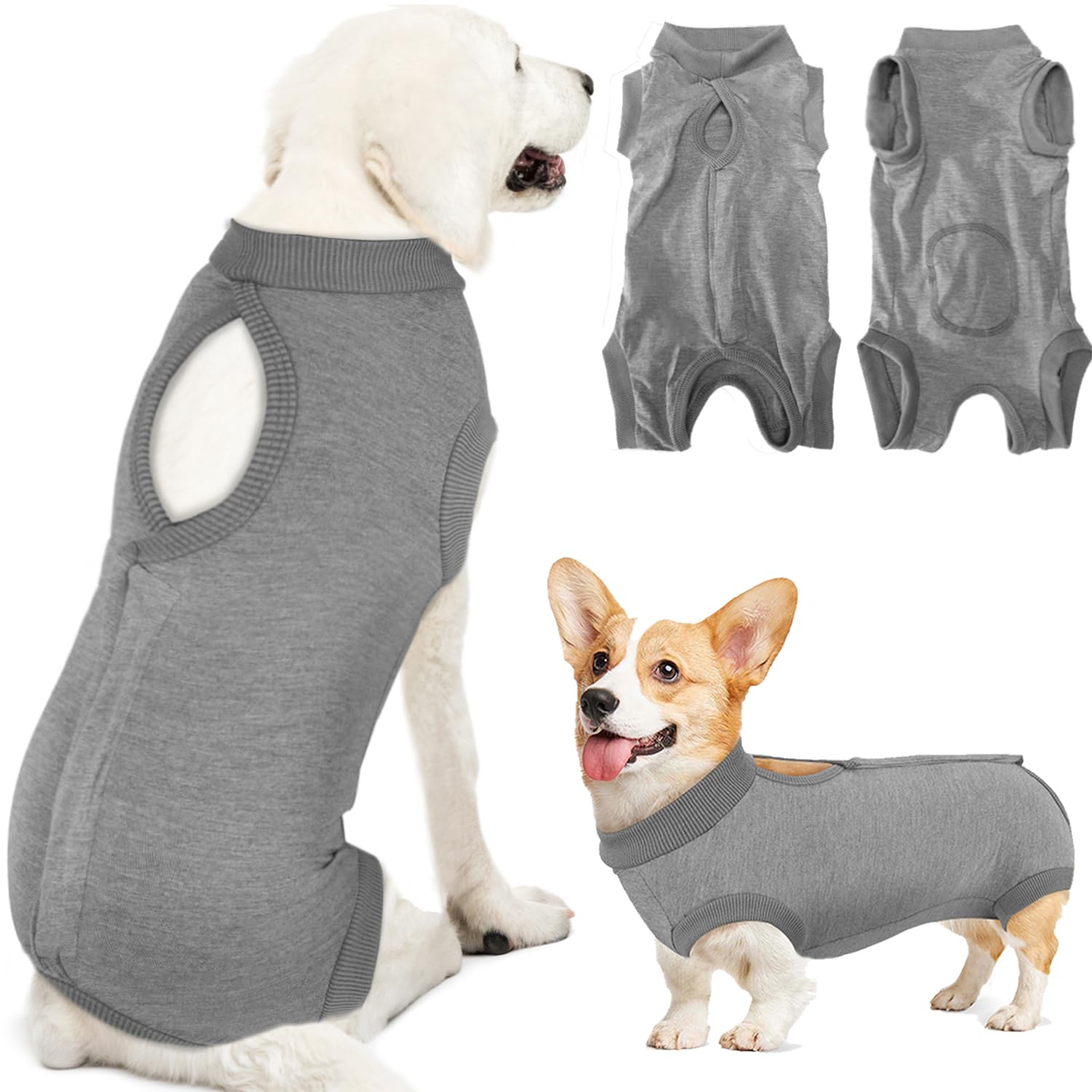 Lukovee recovery suit for dogs with adjustable-fit for secure comfort.