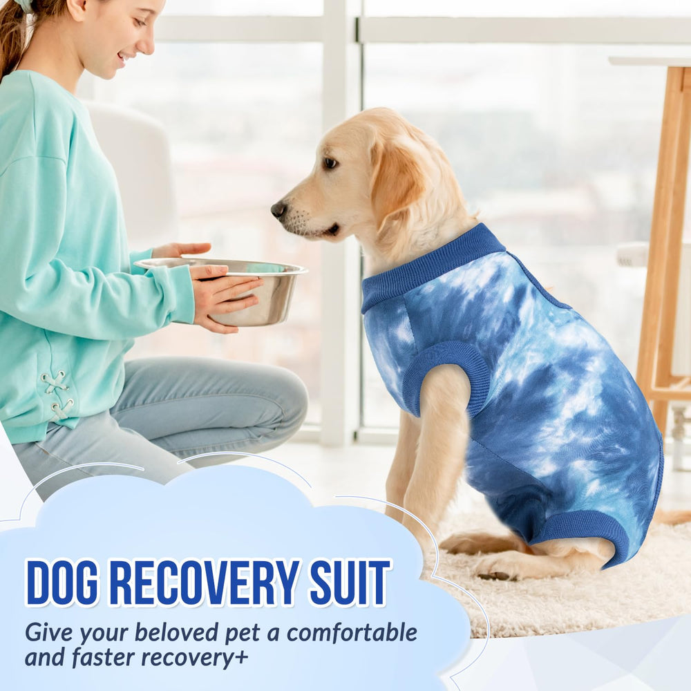 Lukovee dog recovery suit features easy wear with adjustable closure.