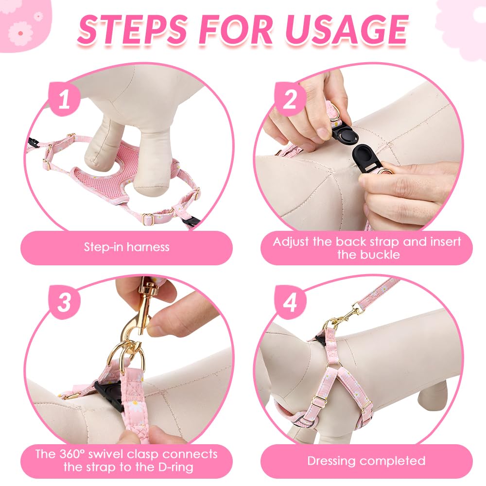 Lukovee Stylish pink harness XXS with vibrant patterns for puppies