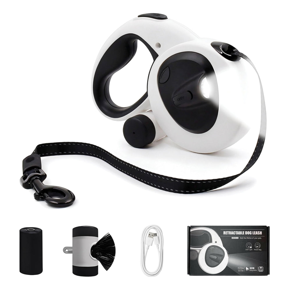 LULUPET retractable leash 16ft LED light for safer evening walks.