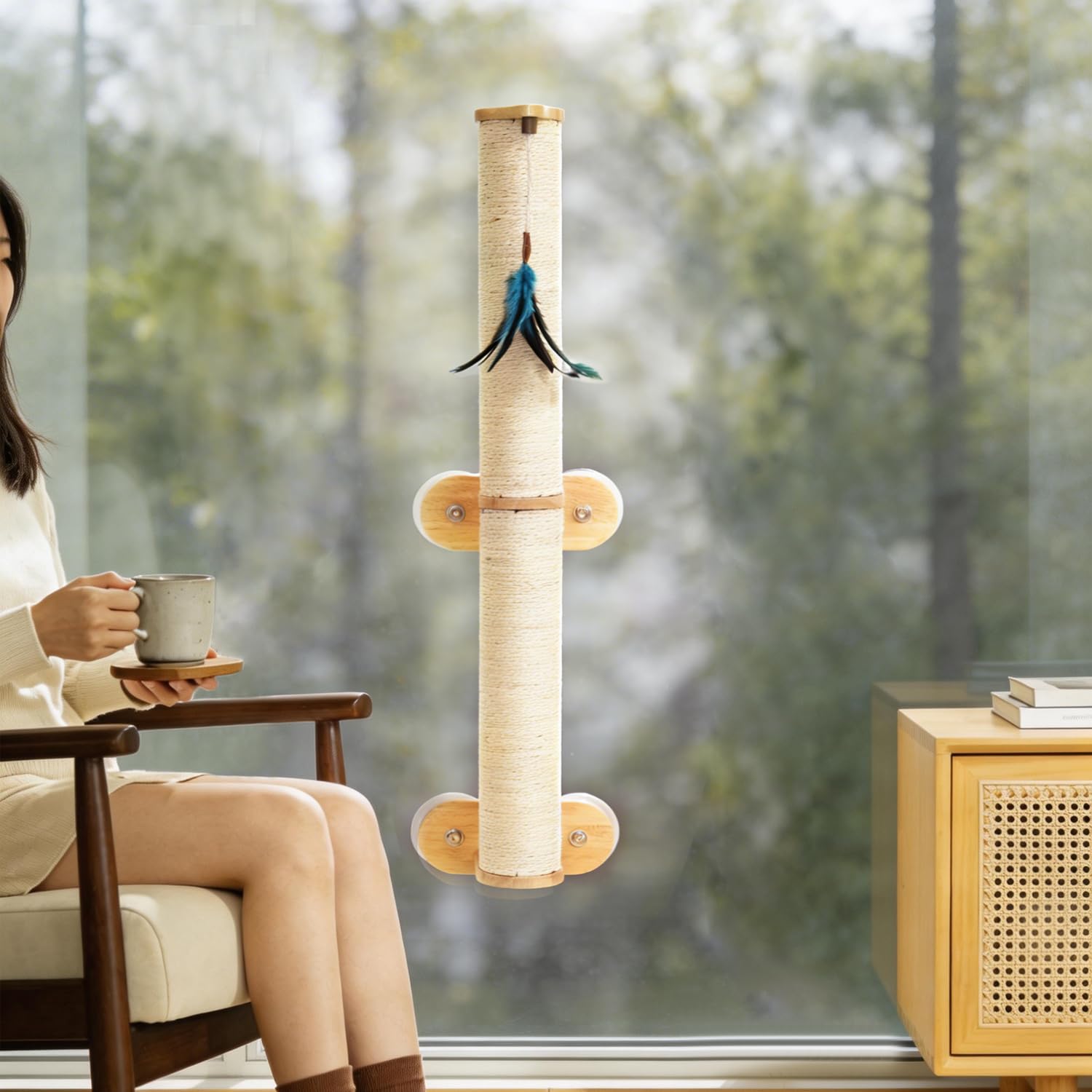 Lulu's World feather toy provides interactive play for engaged cats.