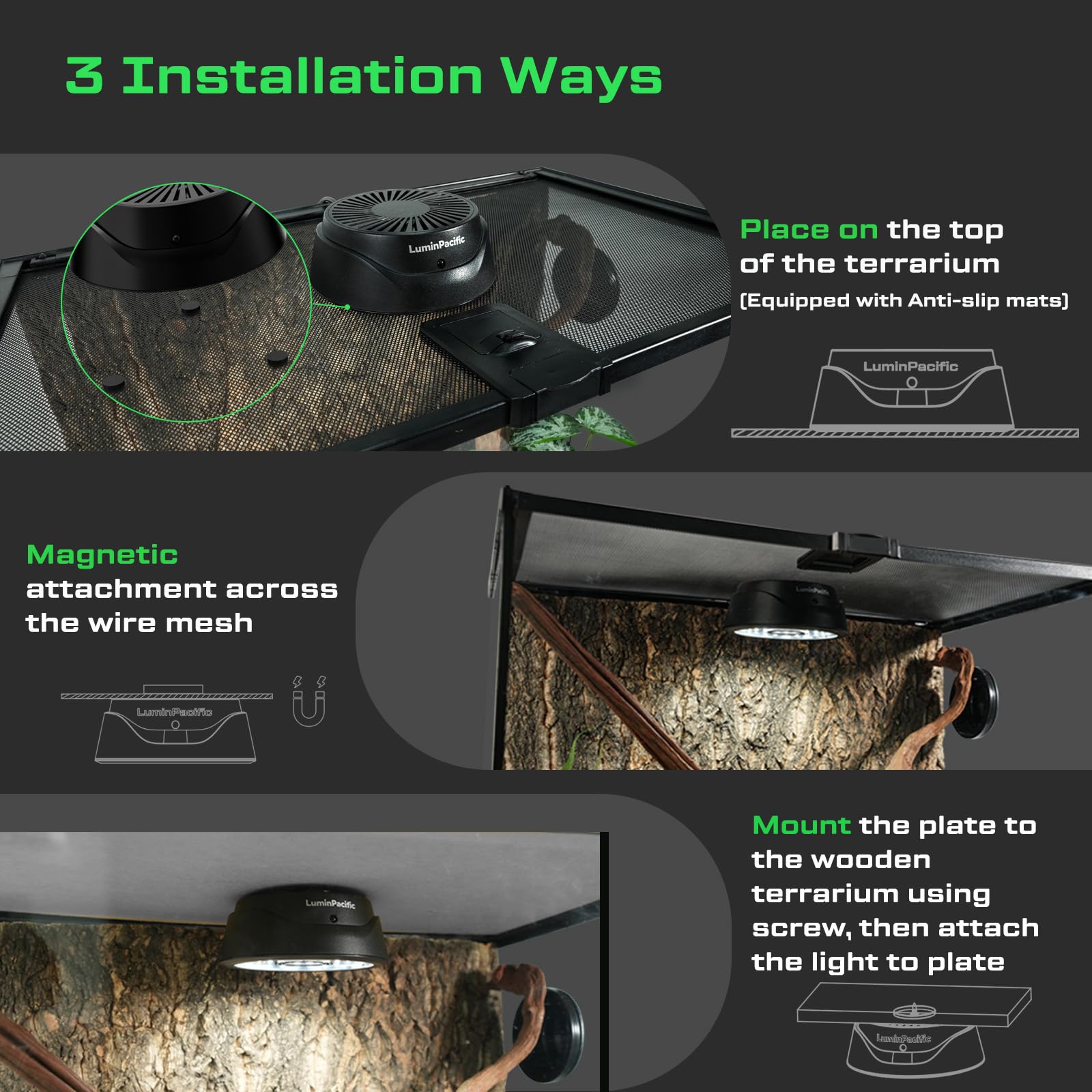 LuminPacific UVB light displaying sunrise and sunset mode