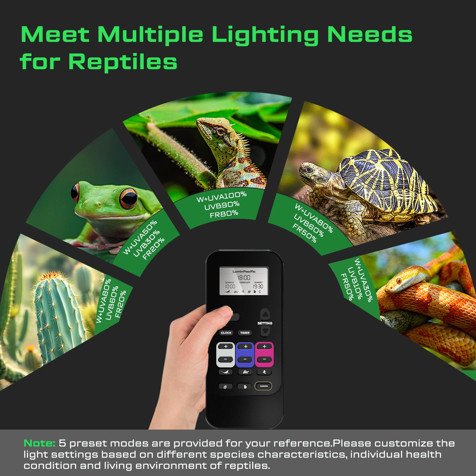 LuminPacific UVB reptile light under mesh magnet mount