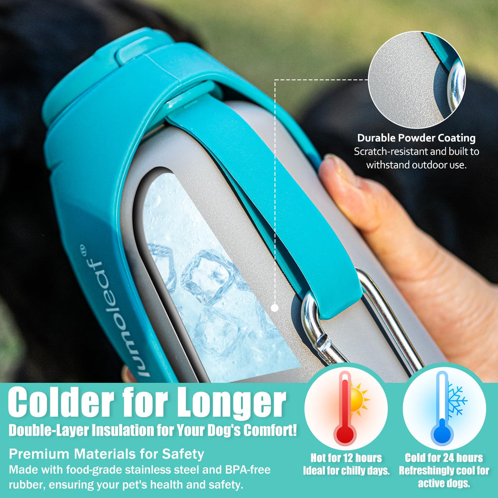 LumoLeaf ice-friendly wide mouth keeps water cooler longer.