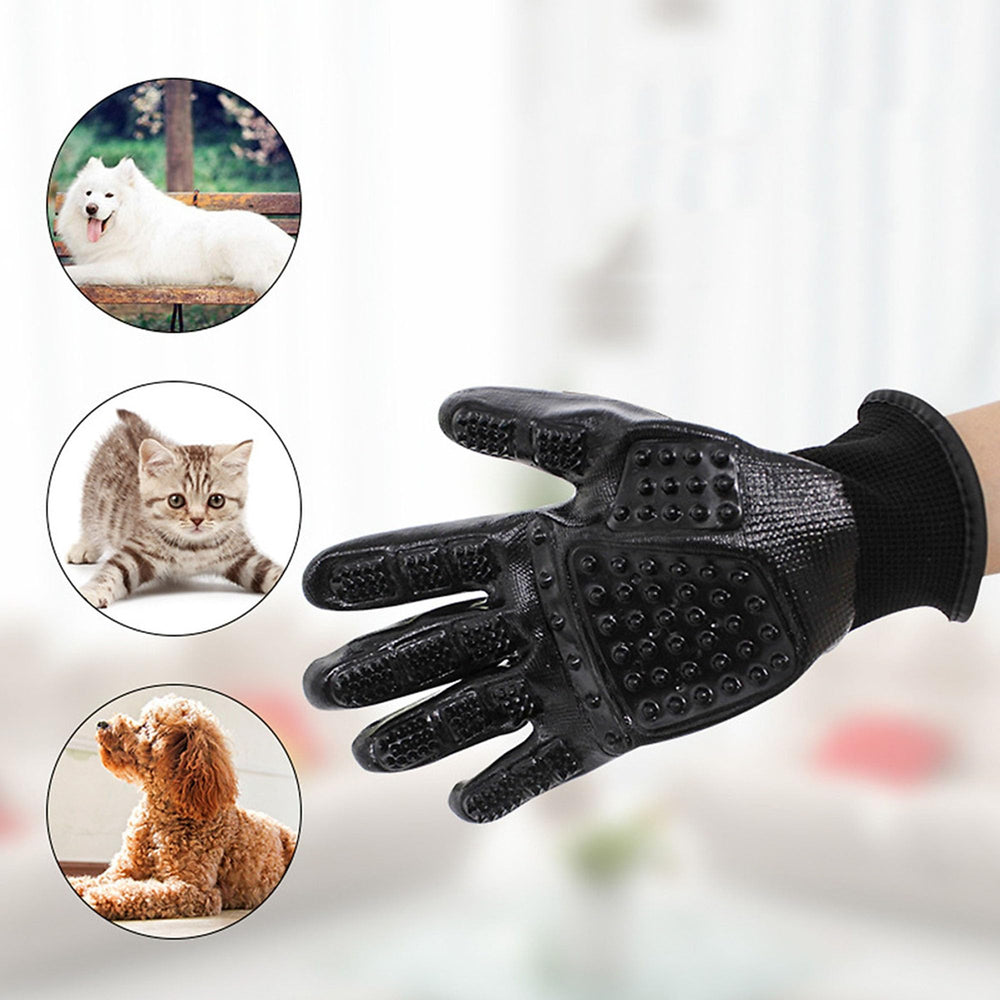 Lumova glove aiding anxious pets with gentle grooming sessions