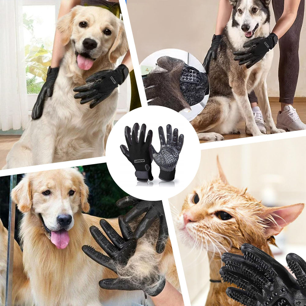 Lumova glove shown wet during bath use for thorough cleansing