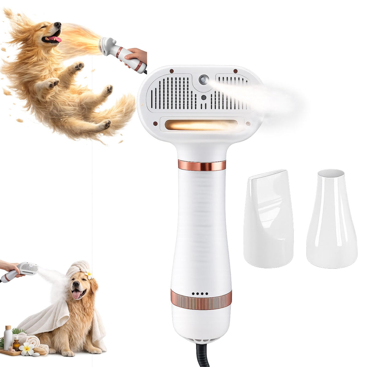 LUMUTATA all-in-one steam grooming brush for dogs and cats with gentle deshedding.