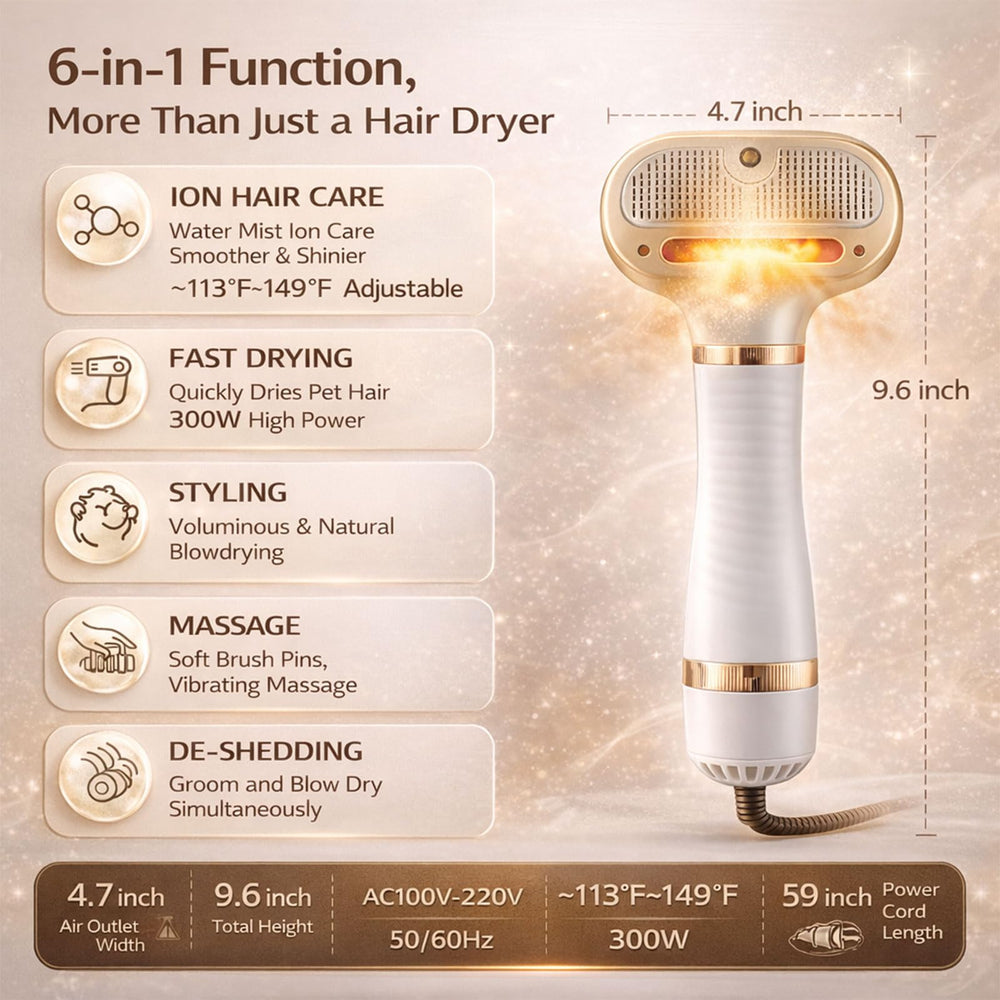 LUMUTATA steam care feature with warm airflow for calm grooming.
