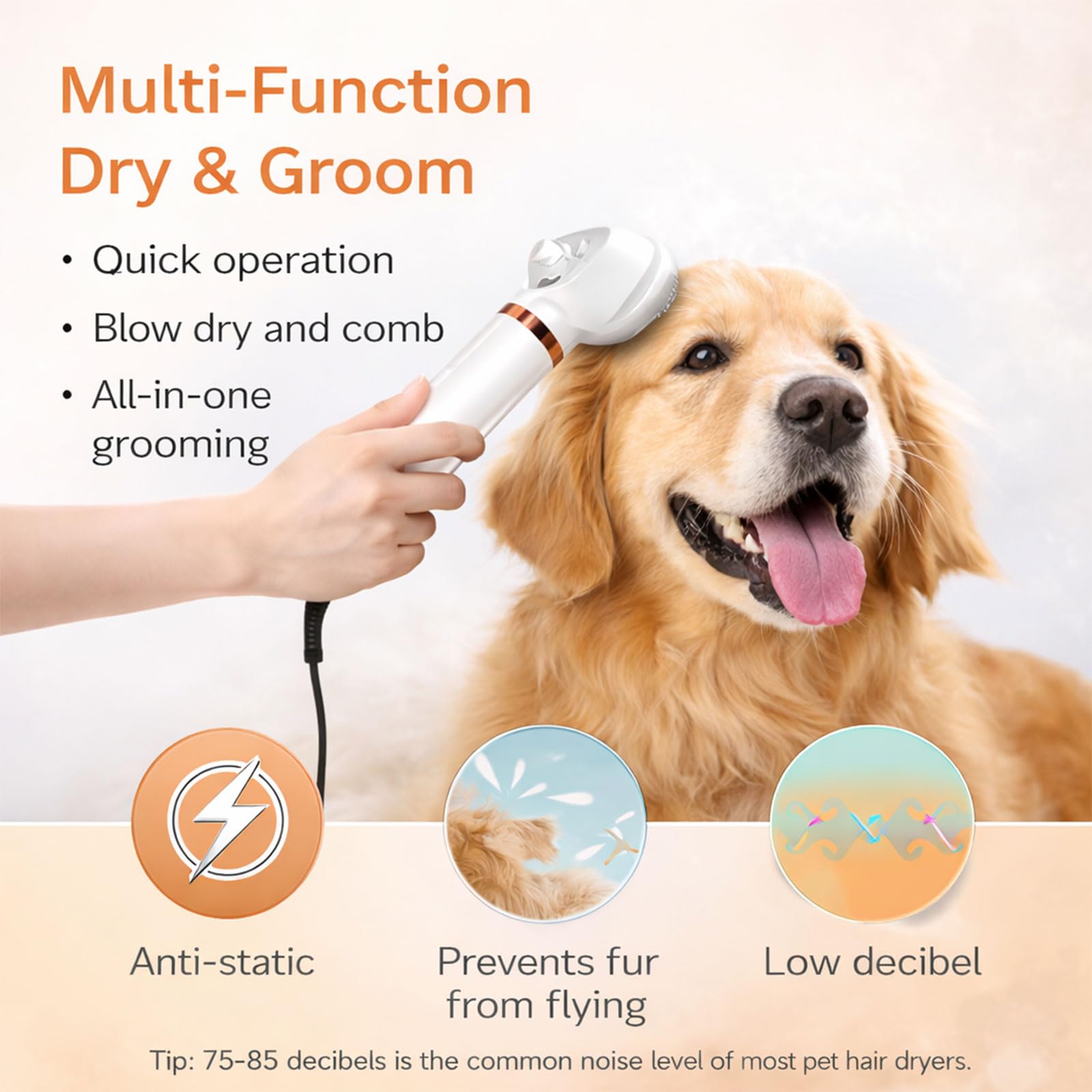 LUMUTATA lightweight design with long 150 cm cord for flexible grooming.