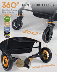 LUODIER dog stroller canopy interaction showing 180-degree view