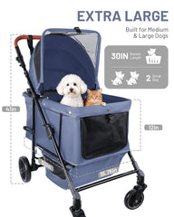 LUODIER dog stroller carriage open with spacious area for pets