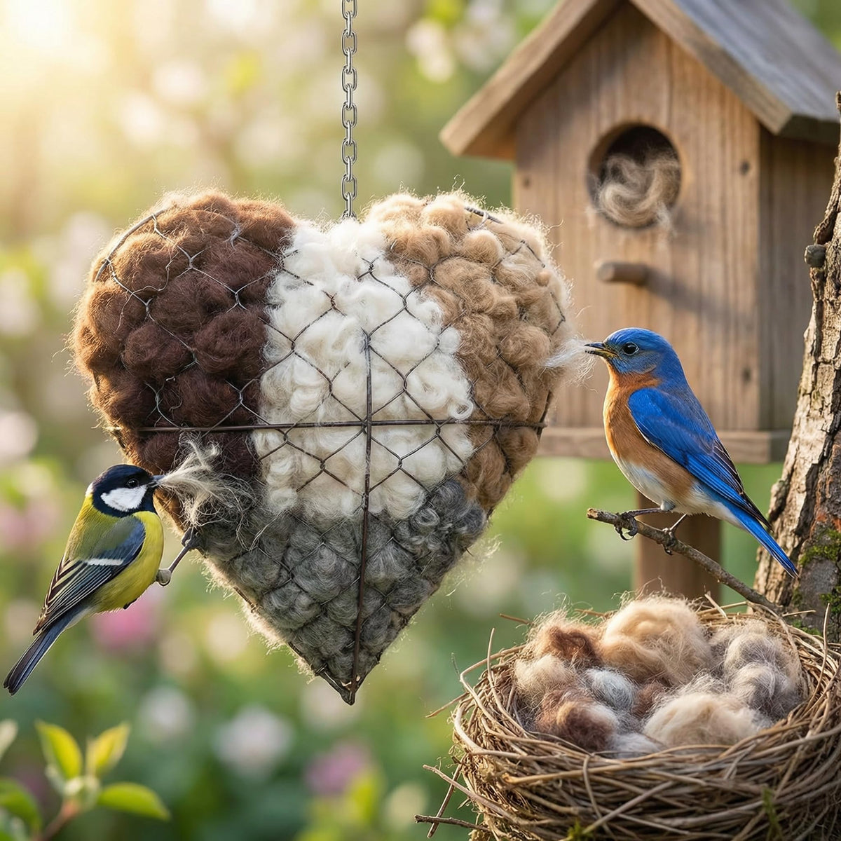 Luoyweiton nesting heart provides a cozy shelter for garden birds