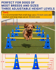 Lupar agility rods and crossbar with adjustable heights for varied drills