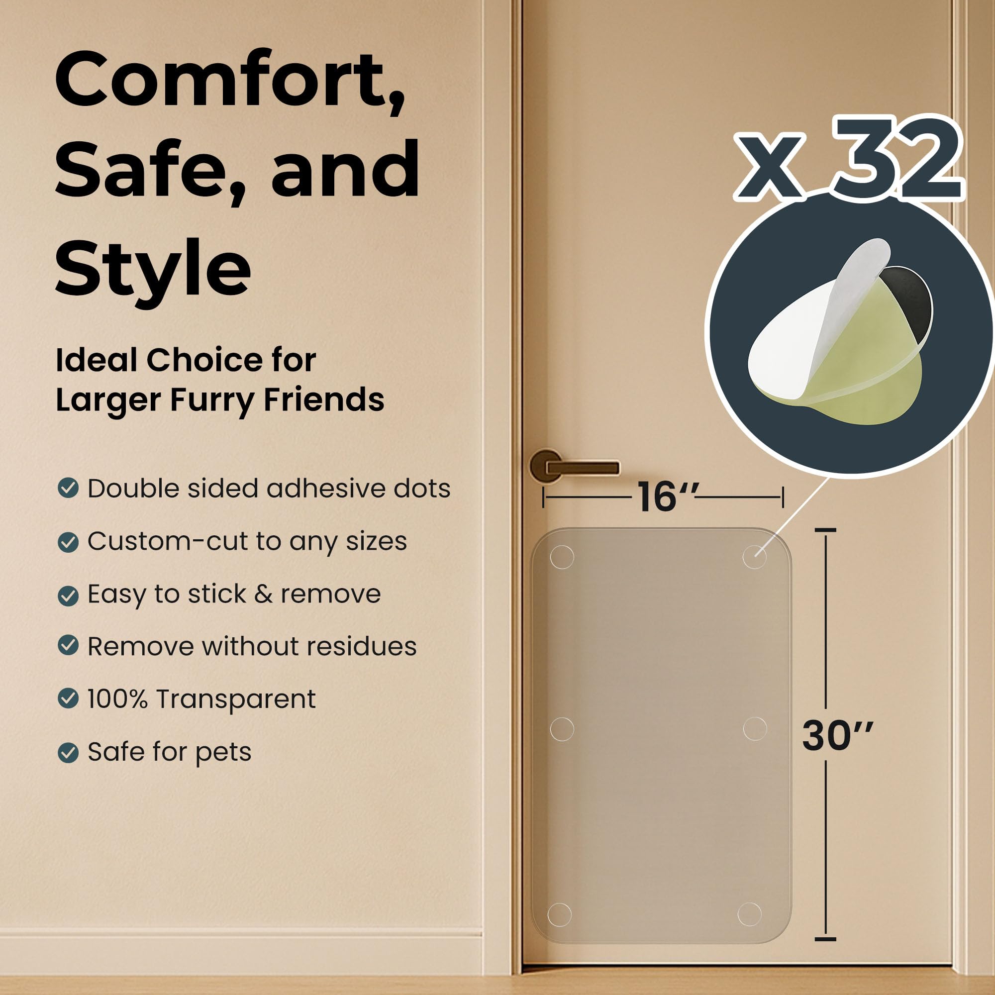 Lupvar transparent PVC film on a door demonstrating low-visibility protection