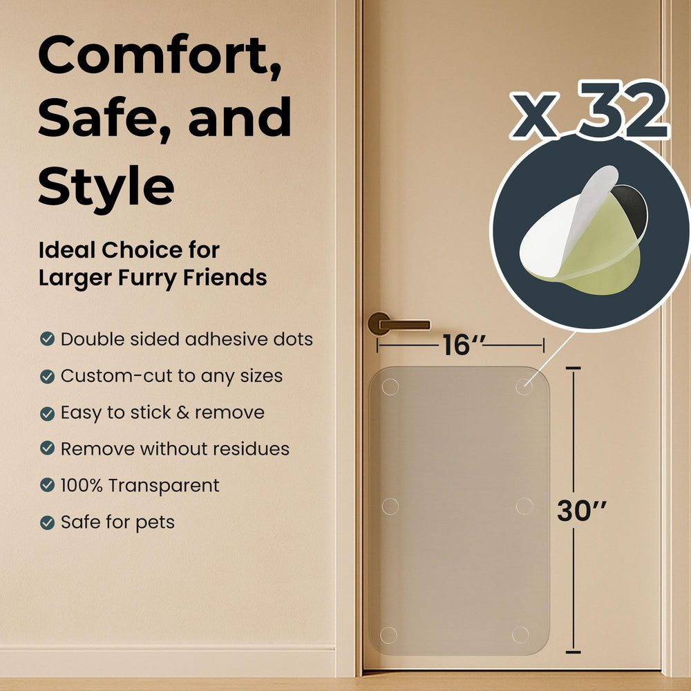 Lupvar transparent PVC film on a door demonstrating low-visibility protection