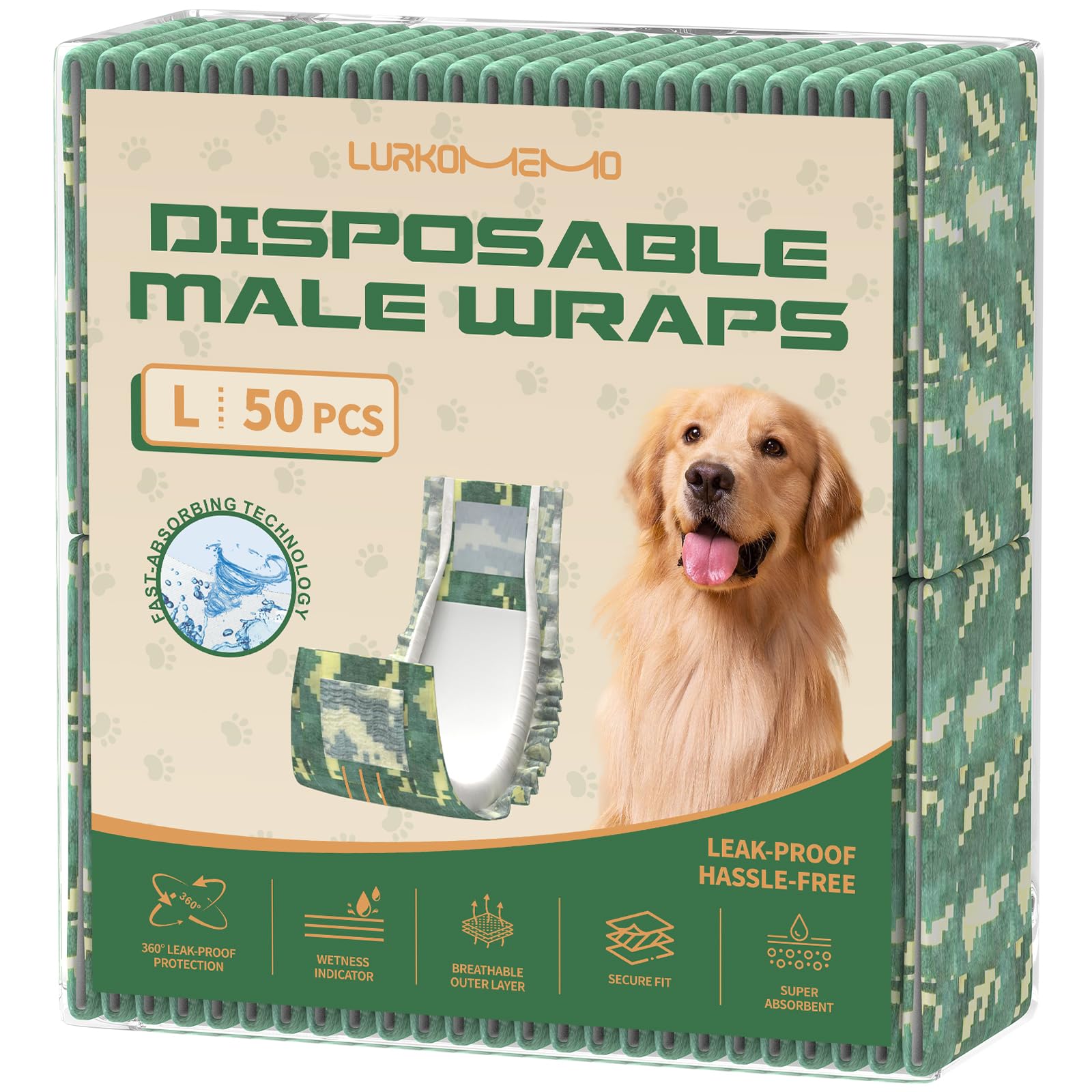 LURKOMEMO dog diapers with wetness indicator show when to change