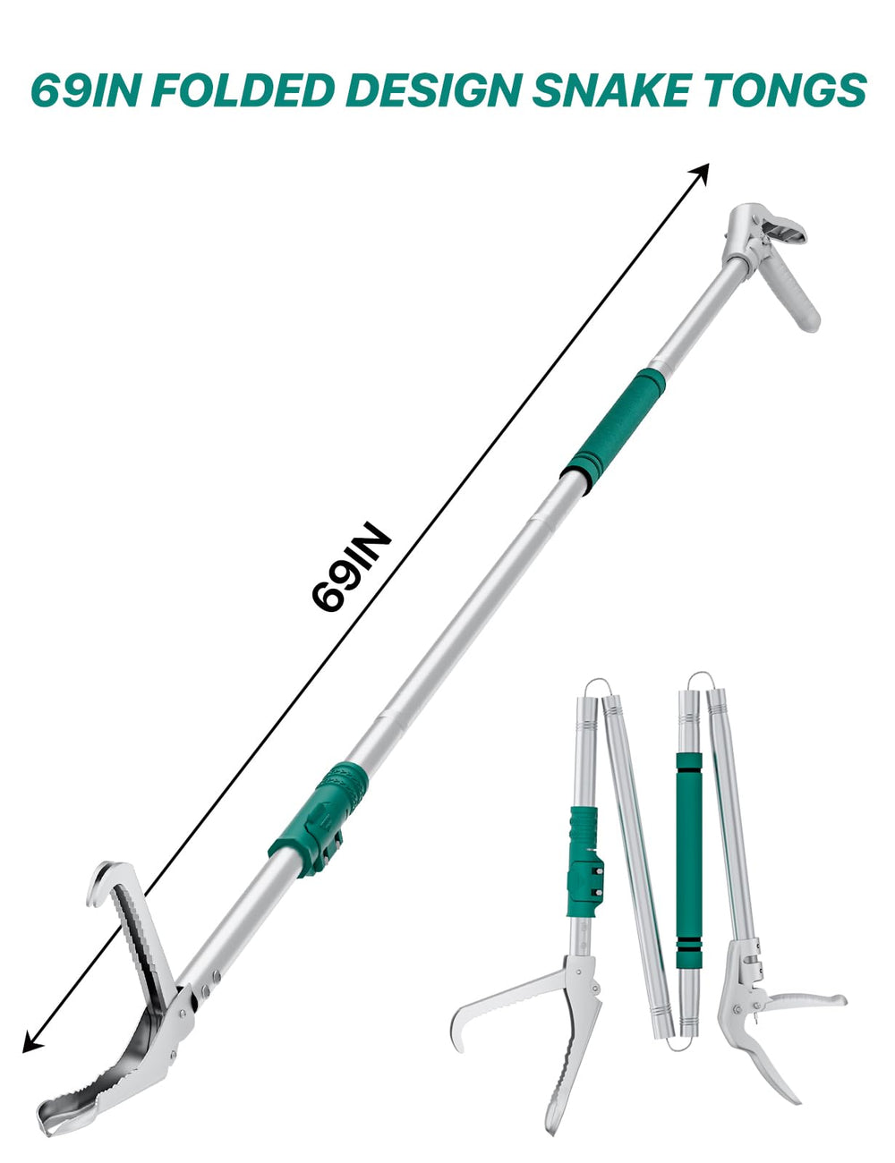 LURMMUE 69-inch snake grabber tool with secure locking mechanism for field use.