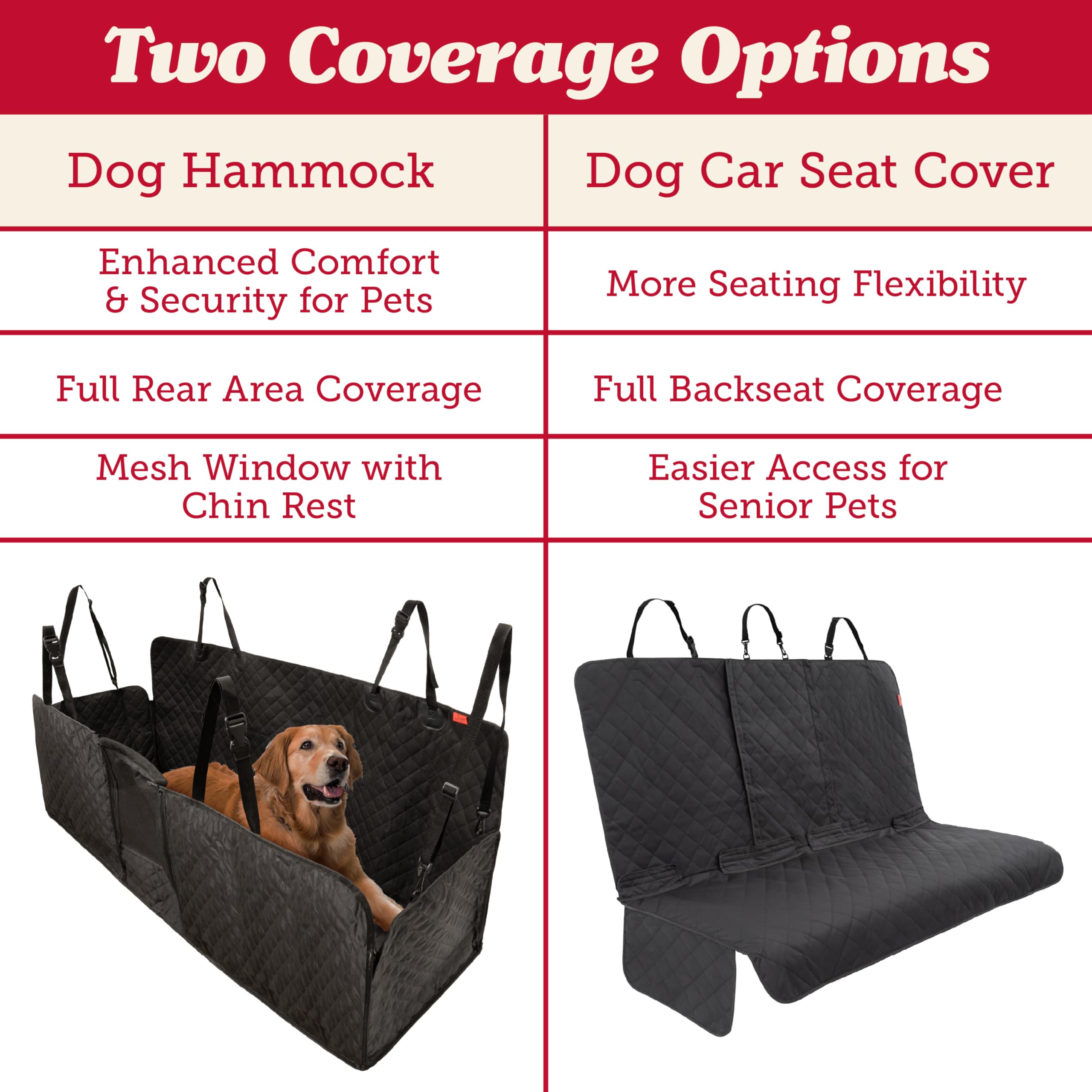 Lusso Gear designed to work as a car back seat cover for dogs and pet car seat covers.