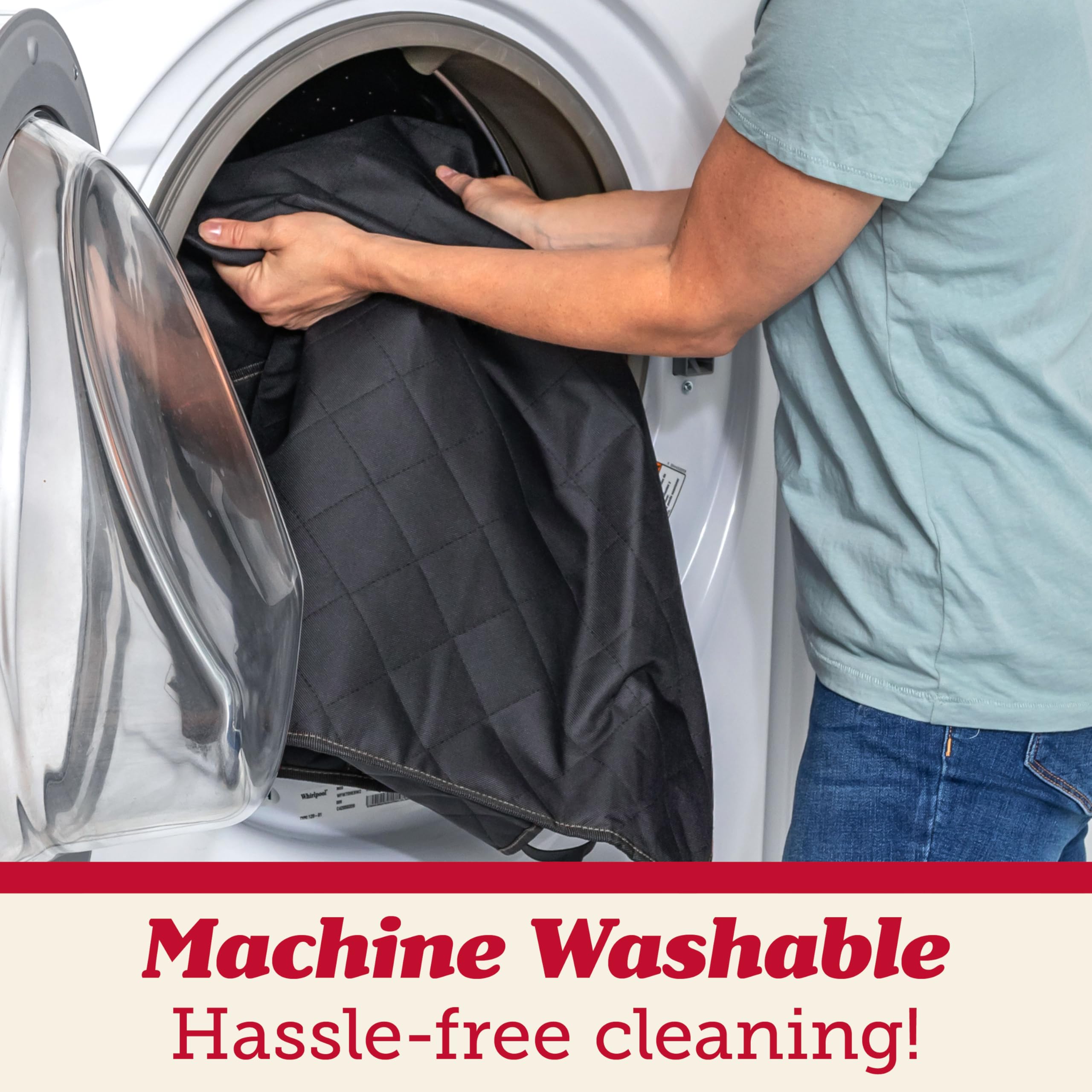 Lusso Gear machine-washable dog seat cover for easy cleaning.