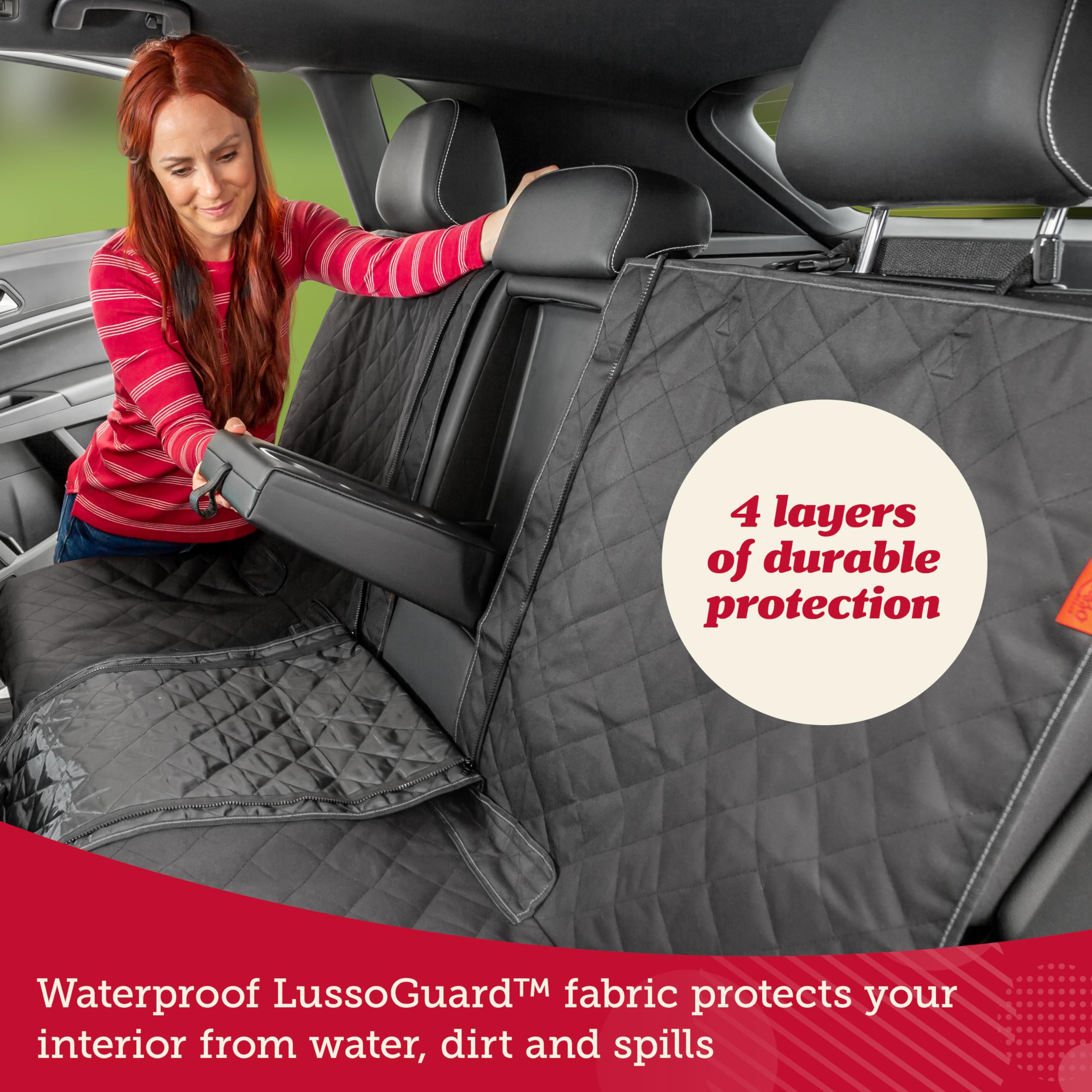 Lusso Gear side flaps add extra protection against stains and fur from all edges.
