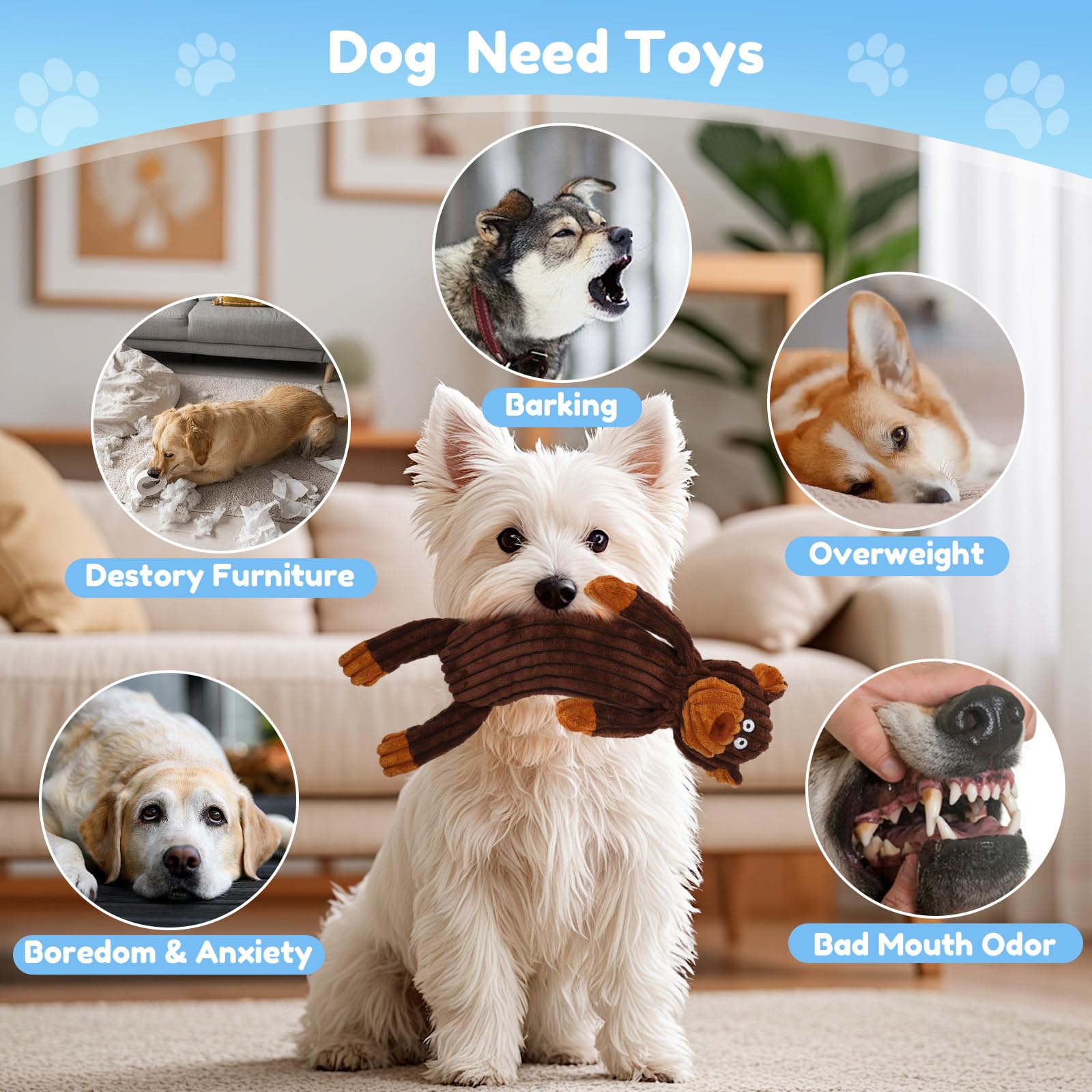 Luudoogs brown bear no-stuffing toy offers durable plush fun for interactive games