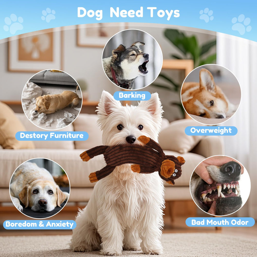 Luudoogs brown bear no-stuffing toy offers durable plush fun for interactive games