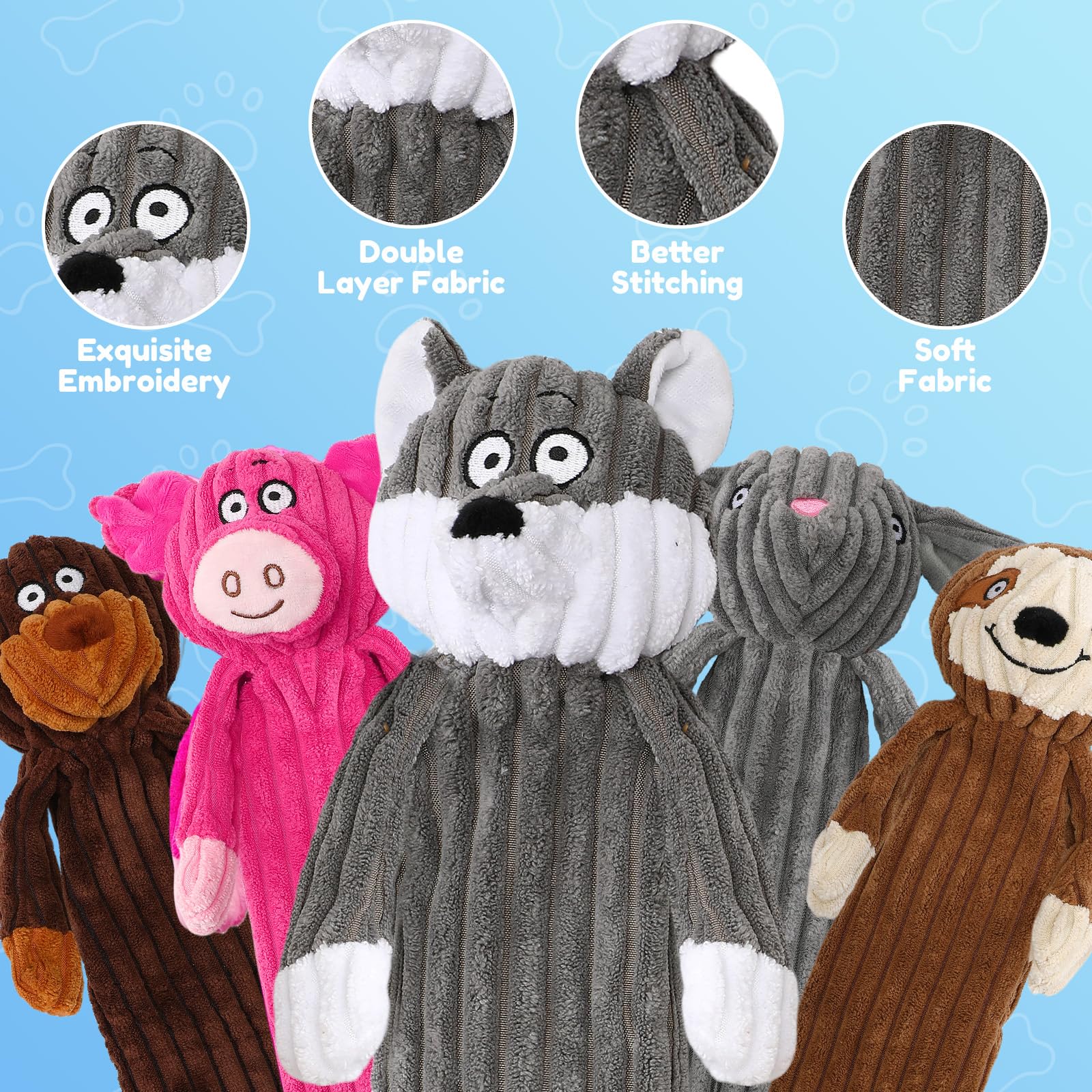 Luudoogs rabbit no-stuffing toy supports tug-of-war and bonding during playtime