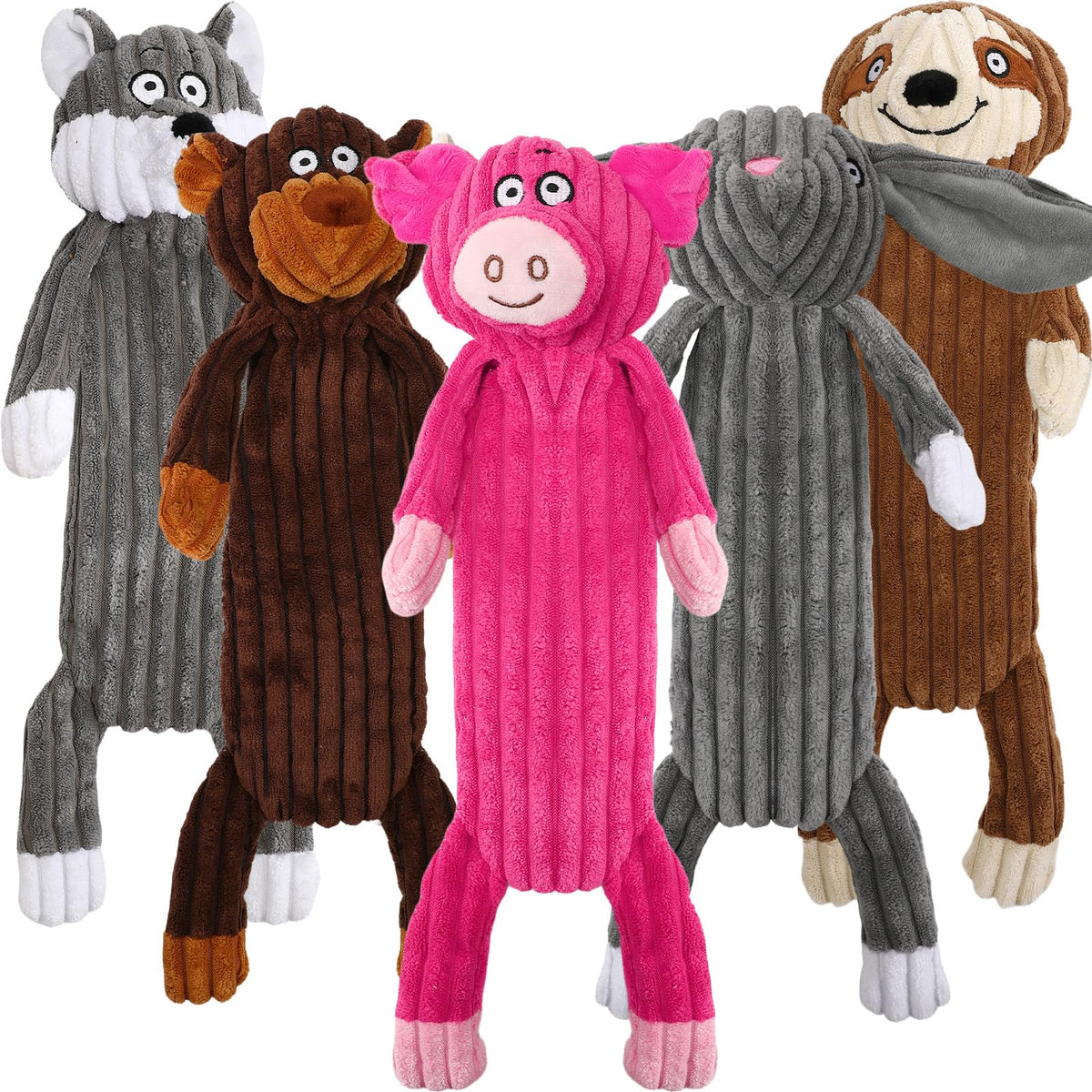 Luudoogs no-stuffing squeaky toy pack for large dogs promotes safe, easy cleanup during play