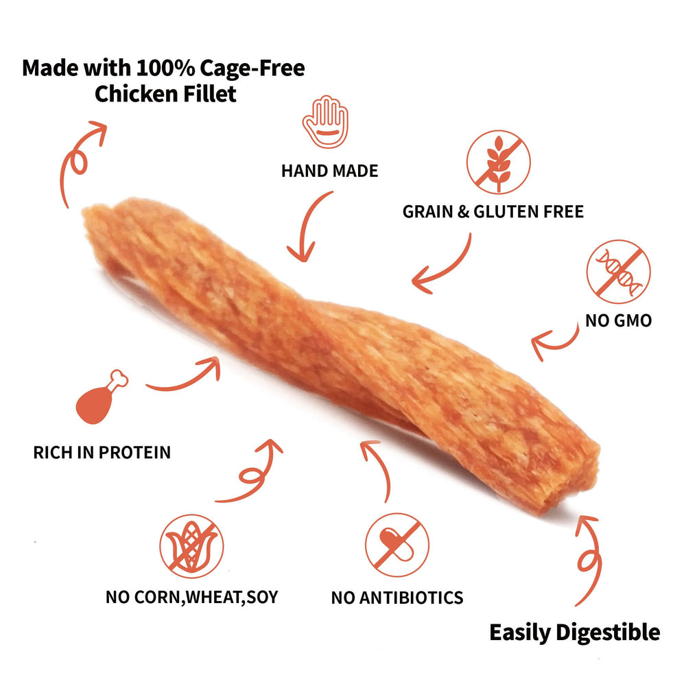 LuvChew chicken dog chew twist sticks rawhide-free option for dogs who chew.