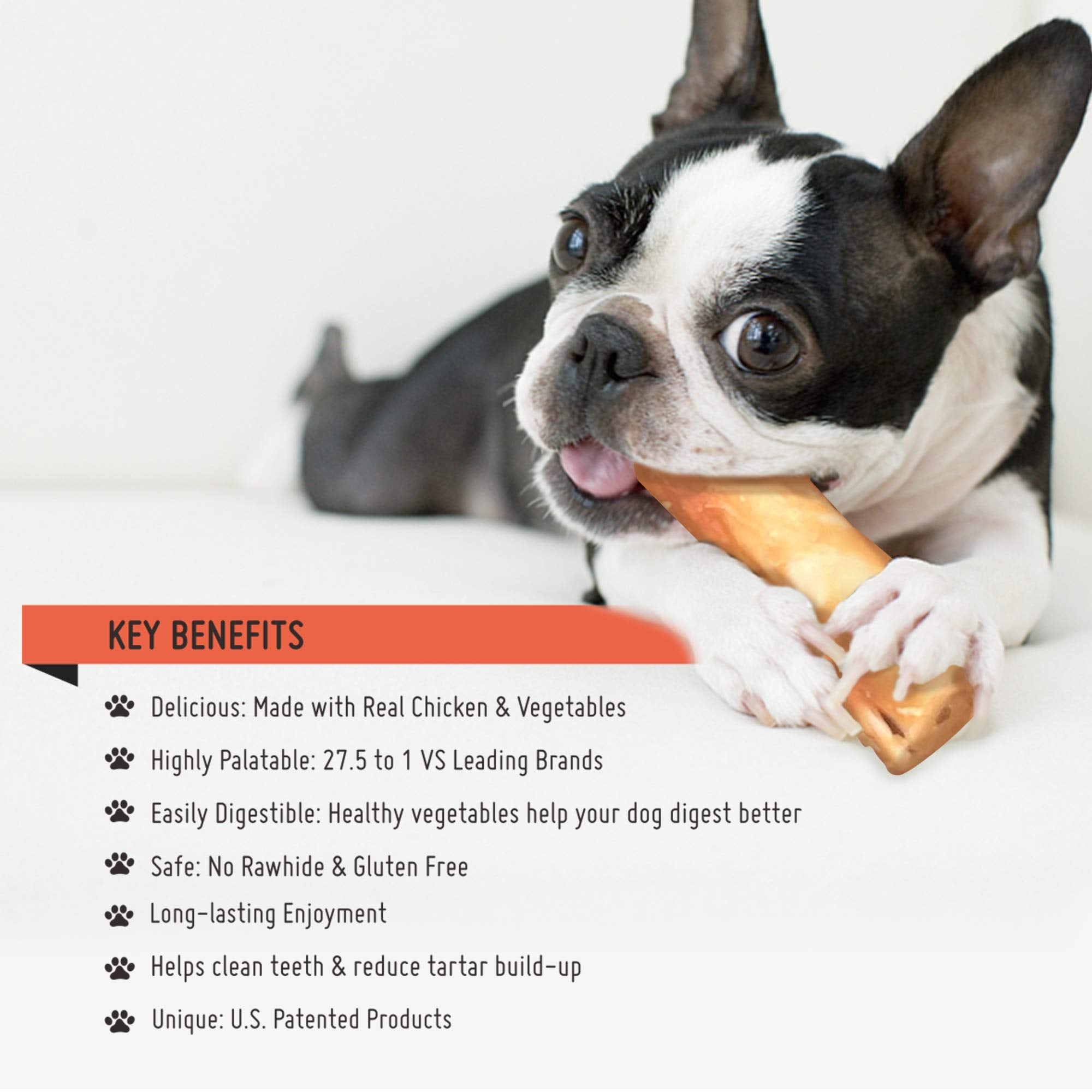 Long-lasting chew from LuvChew chicken rolls for extended play