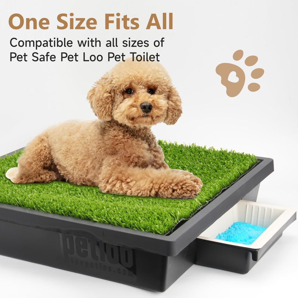 One-size-fits-all trays securely fit small, medium, and large Pet Loo units.