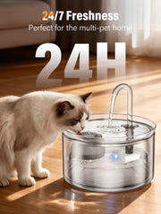 LUVMYPETT glass fountain 4-stage filter system reduces odors and particles.