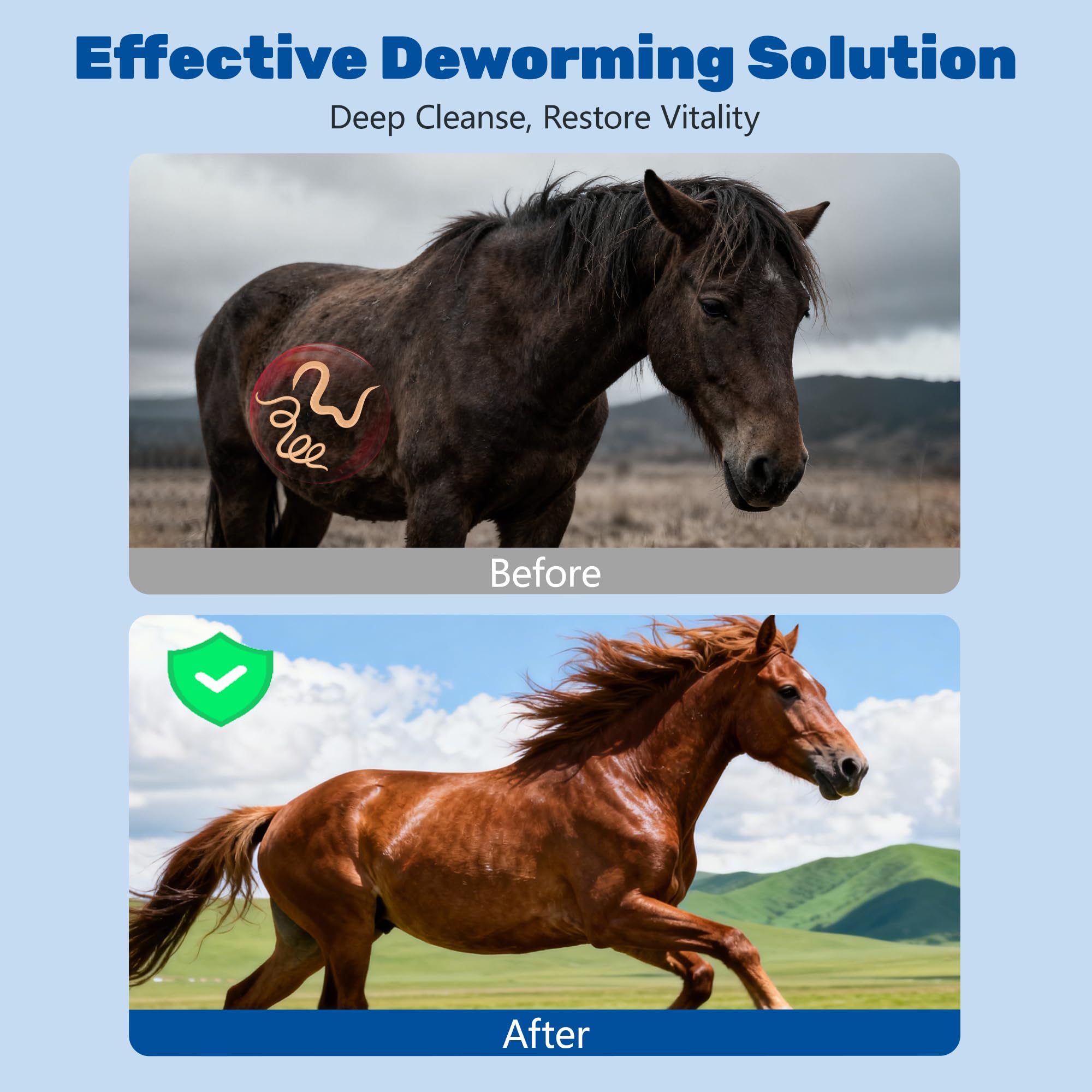 Luxekem dewormer used with horses and poultry during routine care.