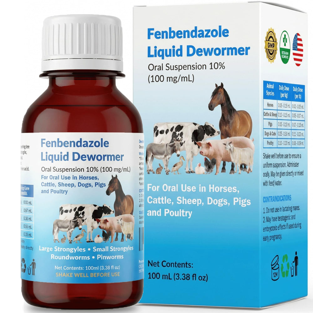 Luxekem dewormer bottle being poured to start a treatment for animals.